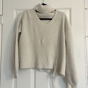 XS Shein Turtleneck Cutout Sweater with Lace Up
